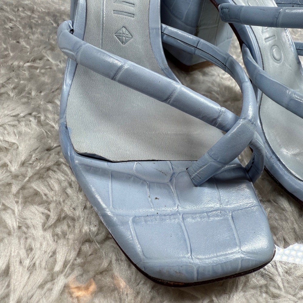 Antonio Melani Heels Women's 5M Light Blue Croc Block Heel Thong Sandals Party - Picture 12 of 13